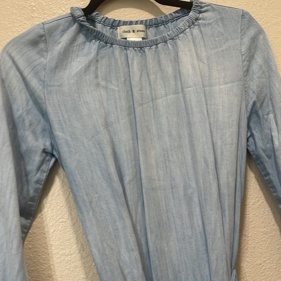 Cloth & Stone Gathered Tie Waist Ruffle Skirt Chambray Dress XS - Picture 6 of 11
